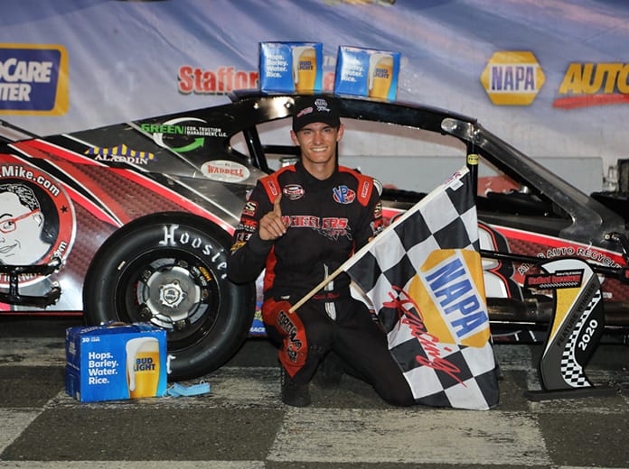 Marcello Rufrano in victory lane on Saturday at Stafford Motor Speedway.