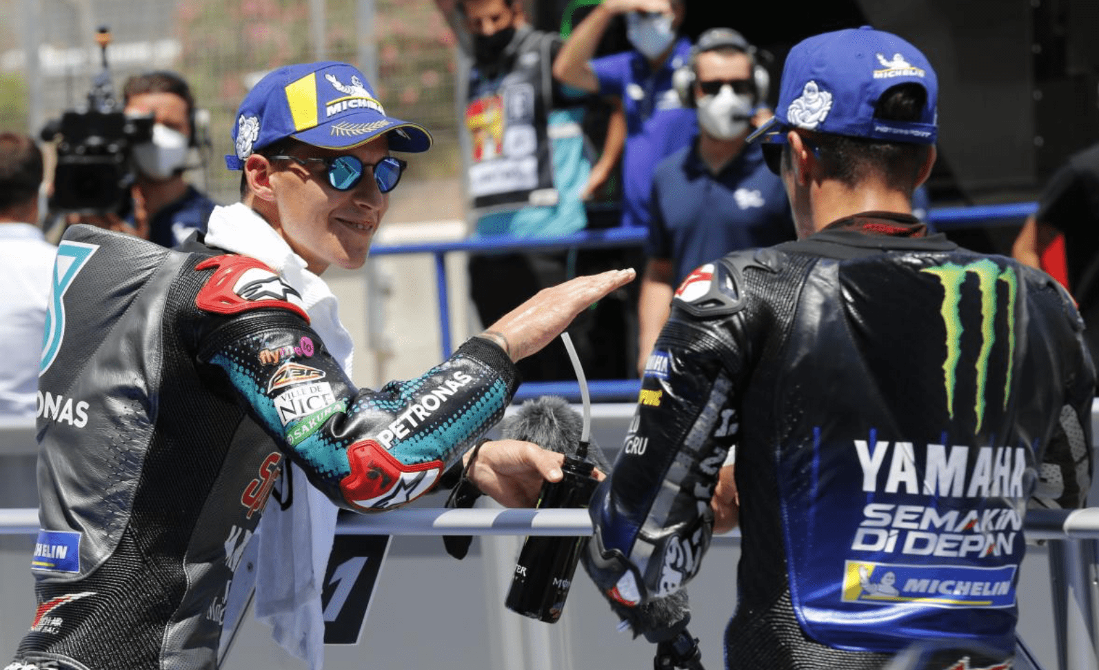 Fabio Quartararo (left) earned his second-straight pole to open the MotoGP season on Saturday. (MotoGP Photo)
