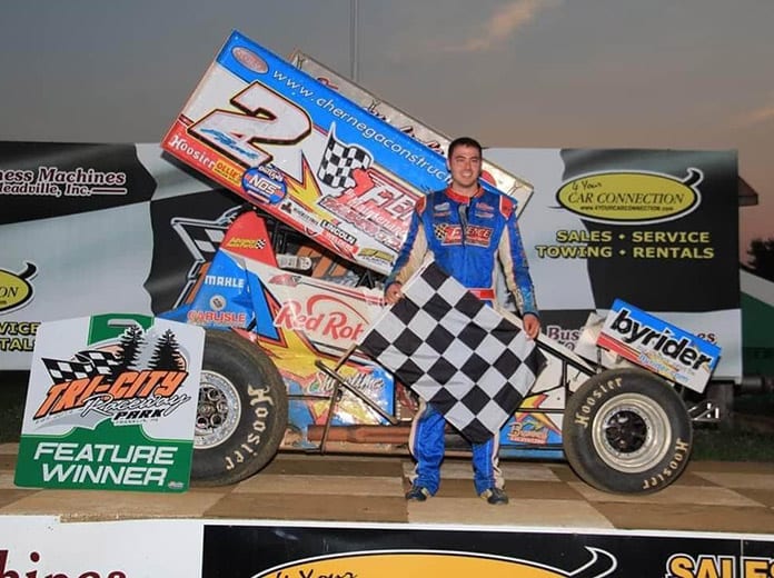 A.J. Flick notched his first victory of the season on Sunday at Tri-City Raceway Park.