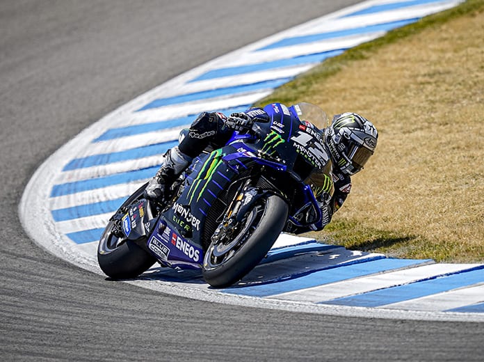 Maverick Vinales was fastest in MotoGP practice on Friday in Spain. (Yamaha Photo)