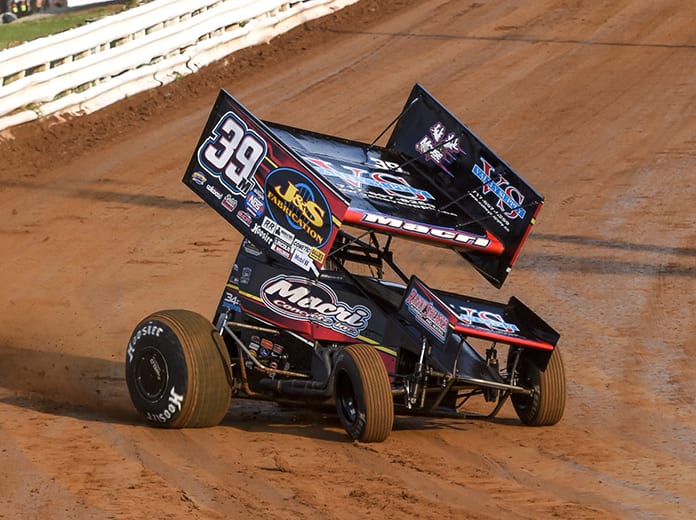 Anthony Macri, shown here at Williams Grove Speedway, was one of three 410 sprint car winners Saturday at Port Royal Speedway. (Dennis Bicksler Photo)