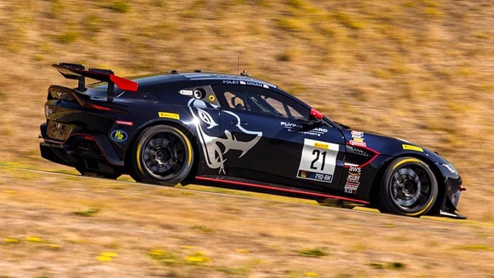Flying Lizard Motorsports drivers Michael Dinan and Robby Foley dominated Sunday's Pirelli GT4 America SprintX event at Sonoma Raceway.