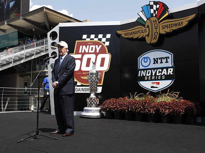 Roger Penske gave the command to start the engines prior to the start of Sunday's Indianapolis 500. (IndyCar Photo)