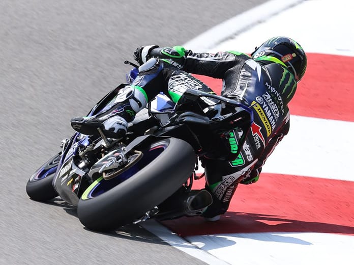 Monster Energy Attack Performance Yamaha's Cameron Beaubier led the opening day of the HONOS Superbike class at Pittsburgh International Race Complex. (Brian J. Nelson Photo)
