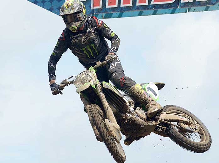 Eli Tomac earned his first Lucas Oil Pro Motocross victory of the season Saturday at Ironman Raceway. (Kent Steele Photo)