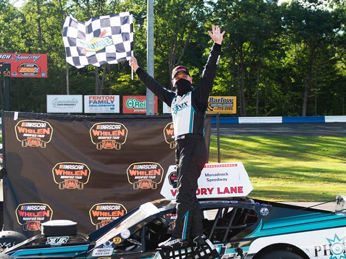 Justin Bonsignore triumphed in Sunday's NASCAR Whelen Modified Tour event at Monadnock Speedway. (Kathryn Riley/NASCAR Photo)