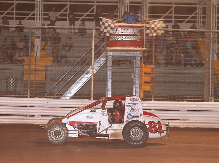 Shane Cottle takes the checkered flag to win Sunday's Bill Holland Classic at Selinsgrove Speedway. (Dan Demarco Photo)