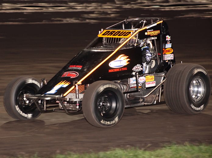 Don Droud Jr. was the winner of the POWRi Lucas Oil WAR Sprint League portion of the Ultimate Challenge on Sunday night. (Richard Bales Photo)