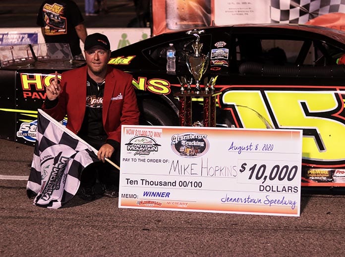 Mike Hopkins captured the third running of the Motor Mountain Masters Saturday at Jennerstown Speedway Complex. (Blake Harris Photo)