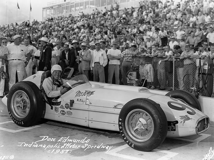Don Edmunds, shown here in 1957 at Indianapolis Motor Speedway, has passed away at the age of 89. (IMS Photo)