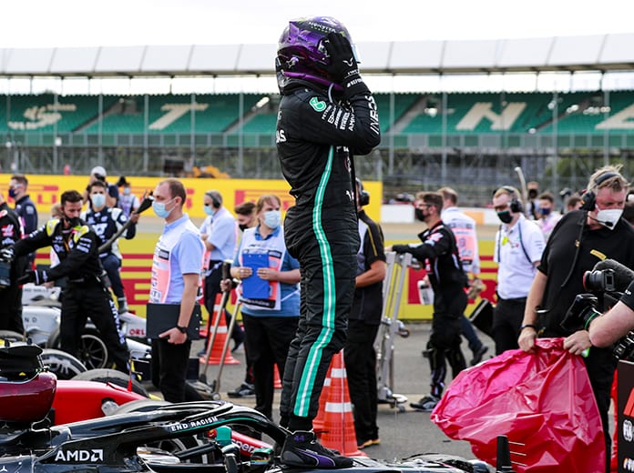 Lewis Hamilton emerges from his car after winning Sunday's British Grand Prix. (LAT Images Photo)