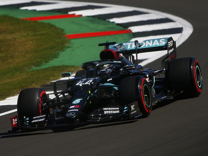 Lewis Hamilton was fastest in Formula One practice Friday at the Silverstone Circuit. (LAT Images Photo)