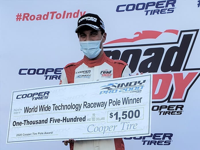 Devlin DeFrancesco earned the pole for Saturday's Indy Pro 2000 event at World Wide Technology Raceway.