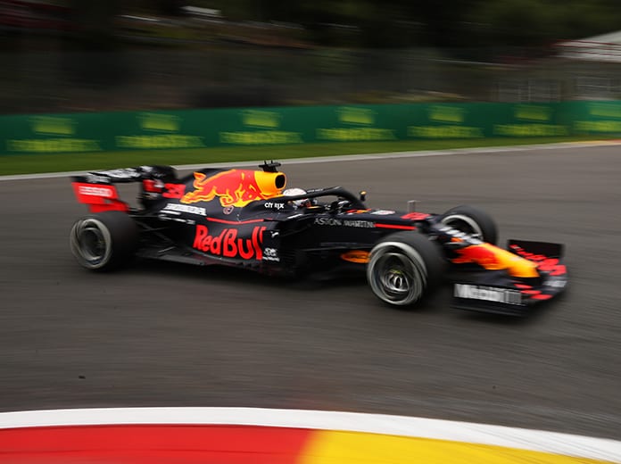 Max Verstappen paced Formula One practice Friday in Belgium. (Francisco Seco/Pool via Getty Images Photo)