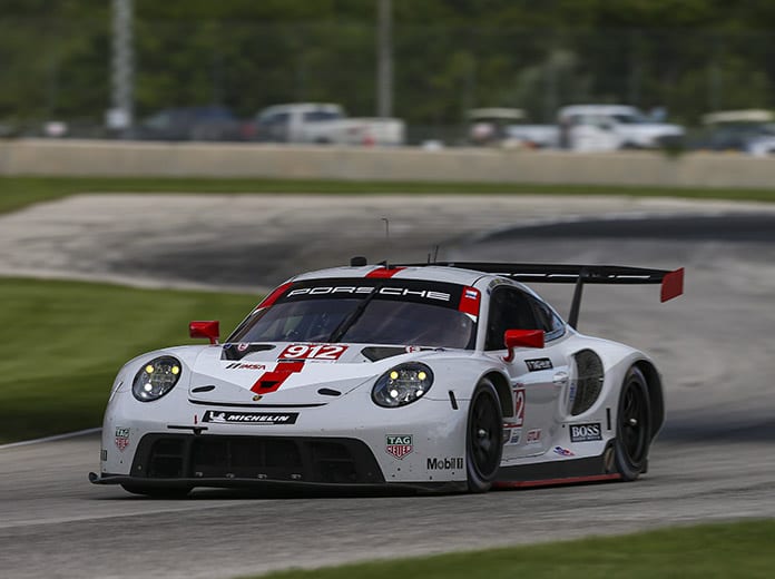 Laurens Vanthoor put the Porsche GT Team on the pole in GT Le Mans action Saturday at Road America. (IMSA Photo)