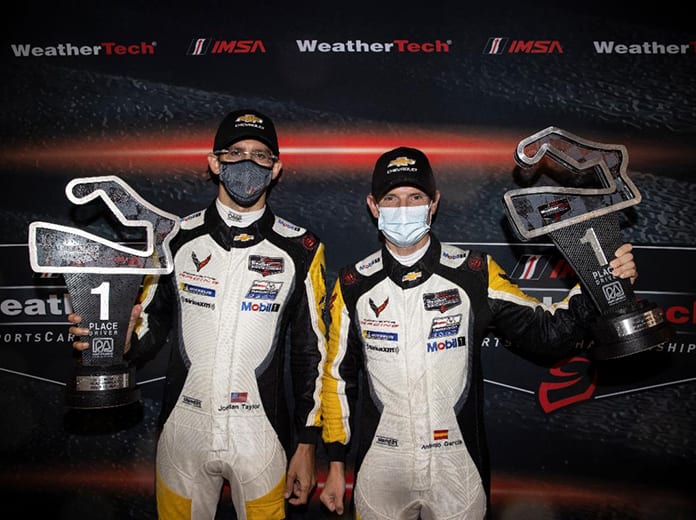 Jordan Taylor (left) and Antonio Garcia (right) continued Corvette's winning ways Sunday at Road America. (IMSA Photo)
