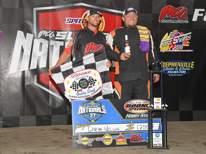 Dylan Nelson is the defending IMCA Super Nationals champion in the hobby stock division. (Tom Macht Photo)