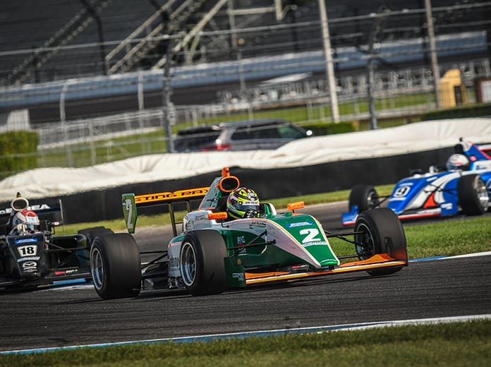 Sting Ray Robb powered to an Indy Pro 2000 victory Thursday on the Indianapolis Motor Speedway road course.