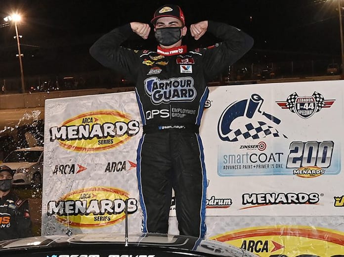 Sam Mayer won Saturday's ARCA Menards Series event at Lebanon I-44 Speedway. (Jeff Curry/ARCA Racing Photo)