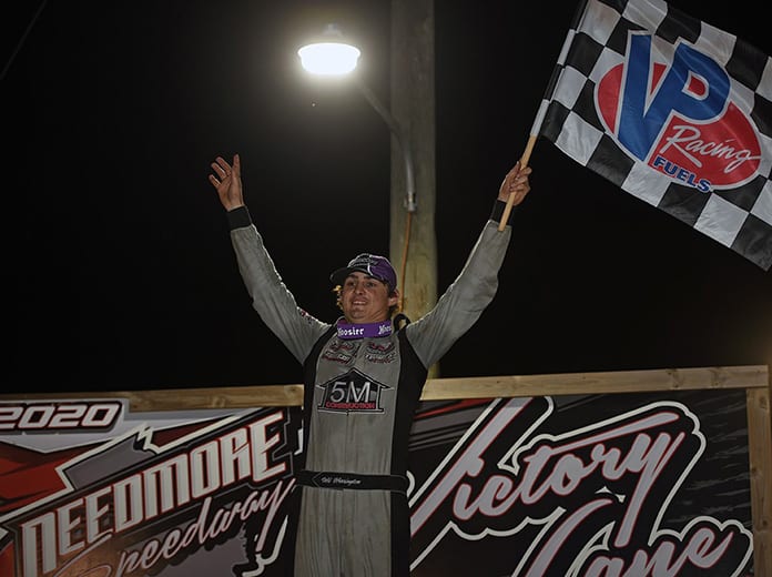 Wil Herrington led every lap of Saturday's Newsome Raceway Parts Crate Racin’ USA Dirt Late Model Series feature at Needmore Speedway. (Brian McLeod Photo)