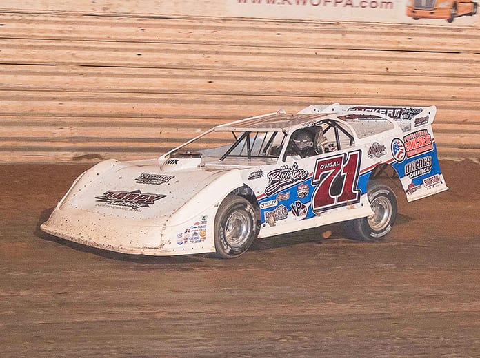Hudson O'Neal, shown here at Port Royal Speedway, returned to victory lane Saturday at Portsmouth Raceway Park. (Shawn Cooper Photo)
