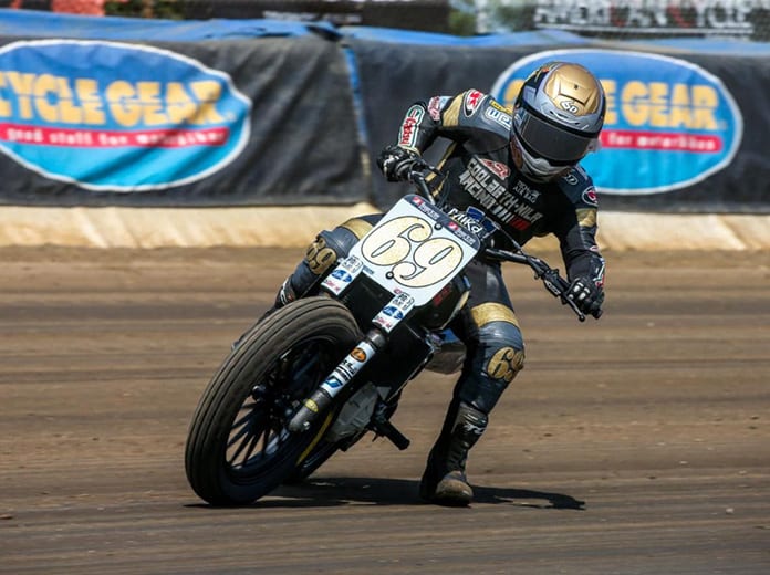 Sammy Halbert topped Saturday's American Flat Track SuperTwins event at the Springfield Mile.