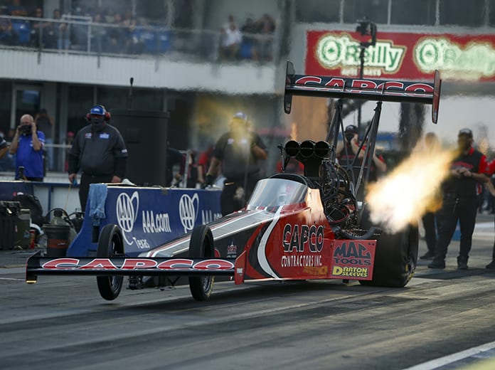 Steve Torrence bested his father Billy Torrence to win the Top Fuel portion of the 35th annual AAA Texas NHRA FallNationals. (NHRA Photo)
