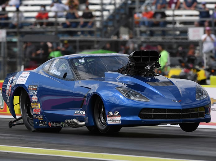 Brandon Snider raced to his first E3 Spark Plugs NHRA Pro Mod Drag Racing Series presented by J&A Service victory Sunday at the Texas Motorplex. (NHRA Photo)