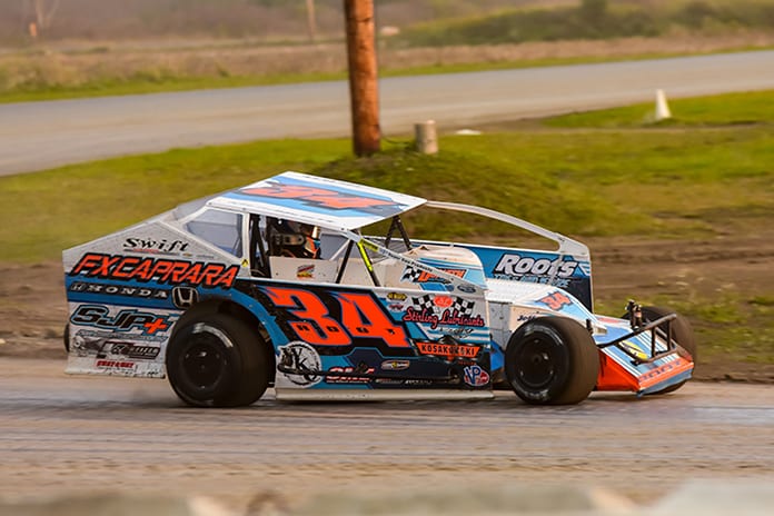 Kevin Root was in his own league during DIRTcar Sportsman Modified action Friday at Can-Am Speedway. (Tom Stevens Photo)