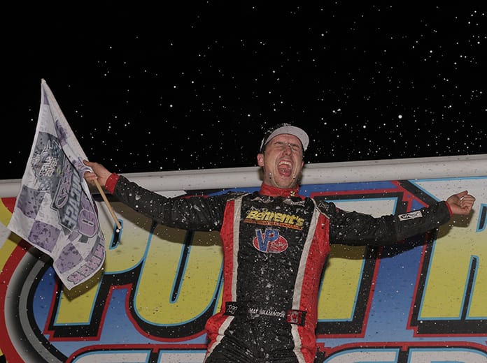 Mat Williamson earned a $53,000 payday for winning the Speed Showcase 200 Saturday night at Port Royal Speedway. (Dan Demarco Photo)