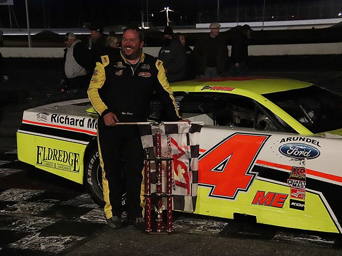 Ben Rowe grabbed his first ACT win in more than 14 years at Oxford Plains Speedway in the Oct. 18 season finale. (Daniel Holben photo)