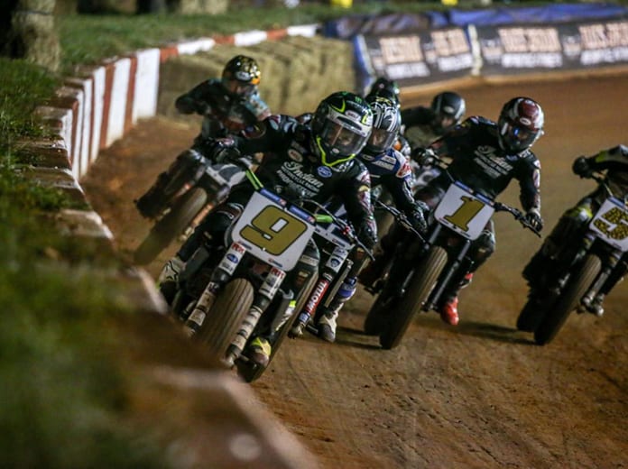Jared Mees (9) raced to a weekend sweep at Dixie Speedway in American Flat Track competition.