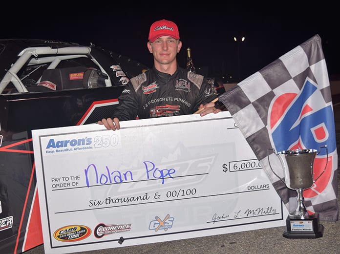 Nolan Pope registered his first CARS Tour victory on Saturday night at Florence Motor Speedway. (Jacob Seelman Photo)