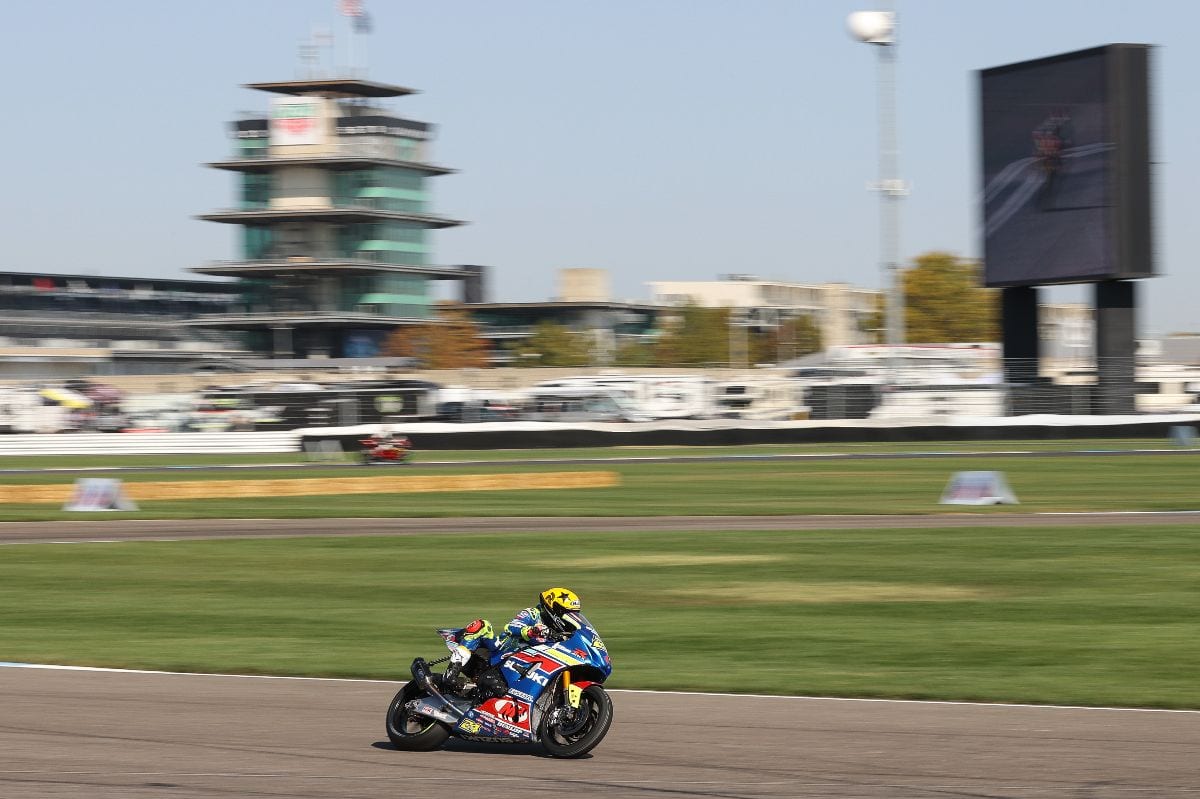 Toni Elias raced to the MotoAmerica Superbike pole at Indianapolis Motor Speedway on Friday. (Brian J. Nelson Photo