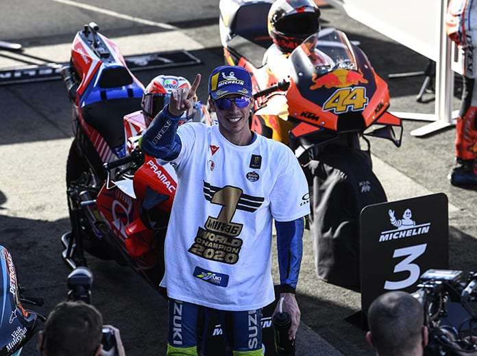Joan Mir laid claim to his first MotoGP title on Sunday in Spain. (Suzuki Photo)