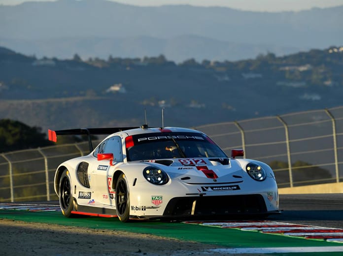 Laurens Vanthoor and Earl Bamber delivered a victory for Porsche on Sunday at WeatherTech Raceway Laguna Seca. (IMSA Photo)