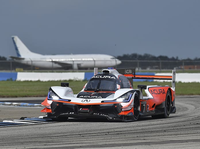 Ricky Taylor put the No. 7 Acura Team Penske Acura ARX-05 DP on the pole for the Mobil 1 Twelve Hours of Sebring. (IMSA Photo)