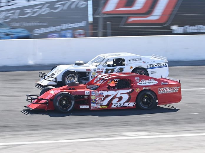 Jeremy Doss (75) and Eddie Secord will battle for the SPEARS Modified Series title this weekend in California. (Sal Sigala Jr. Photo)