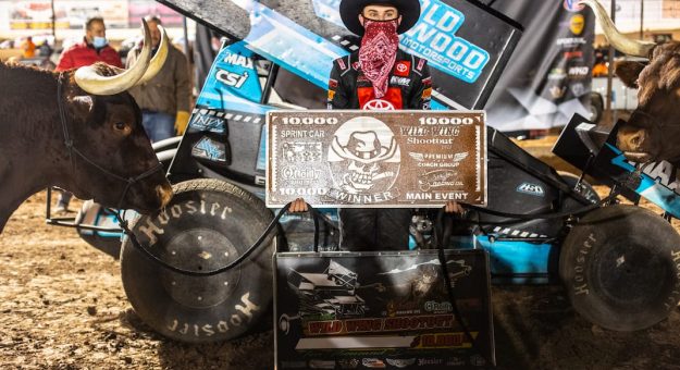 Buddy Kofoid picked up two 410 sprint car victories during the Wild Wing Shootout. (Tyler Rinkin photo)