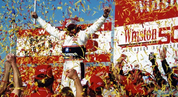 TALLADEGA, AL - OCTOBER 15, 2000: Dale Earnhardt won the seasonÕs final No Bull 5 event, his first for the special million-dollar bonus. This was his 10th career victory at Talladega. (Photo by ISC Archives via Getty Images)
