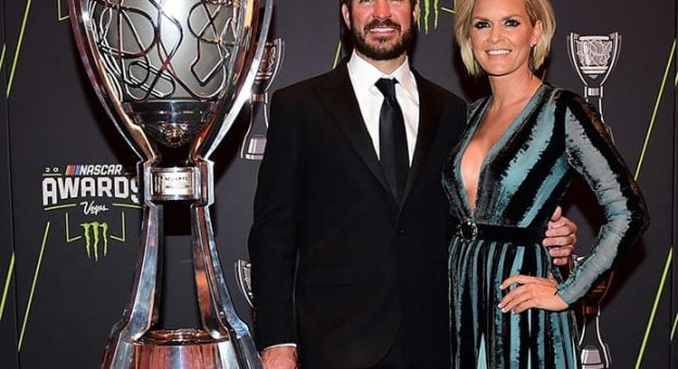 Martin Truex Jr. and his girlfriend, Sherry Pollex, shown here in 2017, have been named the winners of the fourth-quarter NMPA Spirit Award.