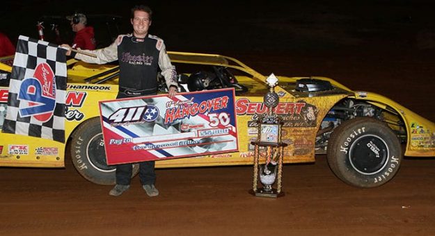 Pierce McCarter won the 11th running of the Hangover race on Saturday at 411 Motor Speedway. (Chad Wells Photo)