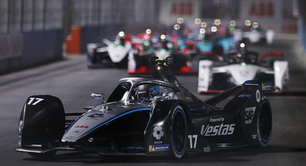 Nyck de Vries drove to victory in Formula E's first night race on Friday. (Formula E Photo)