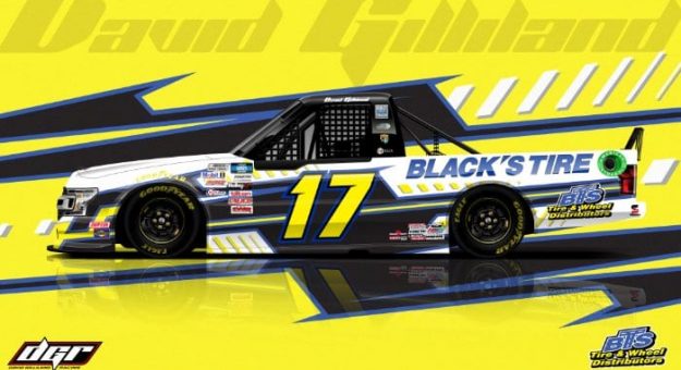 David Gilliland will compete in the NASCAR Camping World Truck Series opener with sponsorship from Black's Tire and Auto.