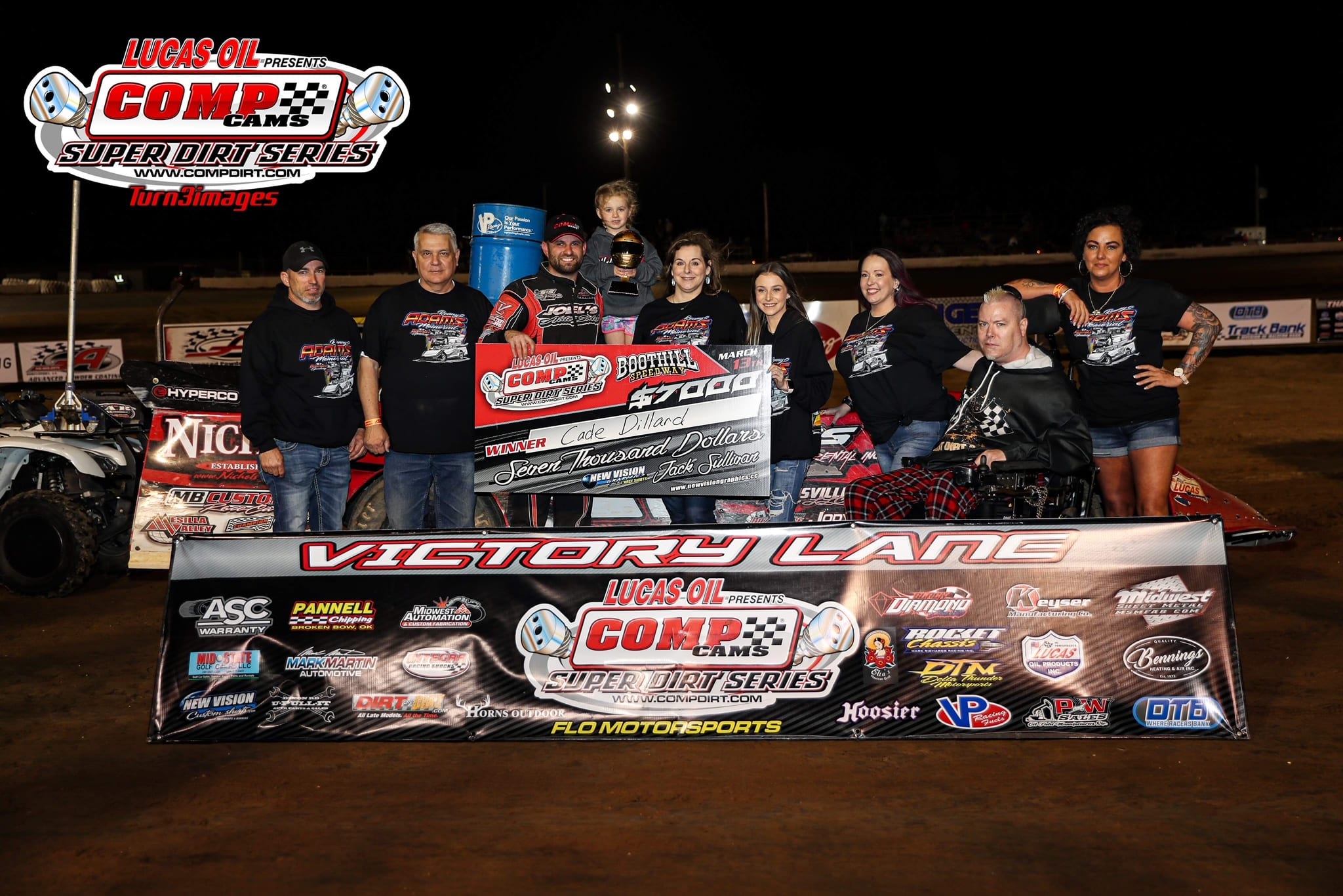 Cade Dillard in victory lane at Boothill Speedway.