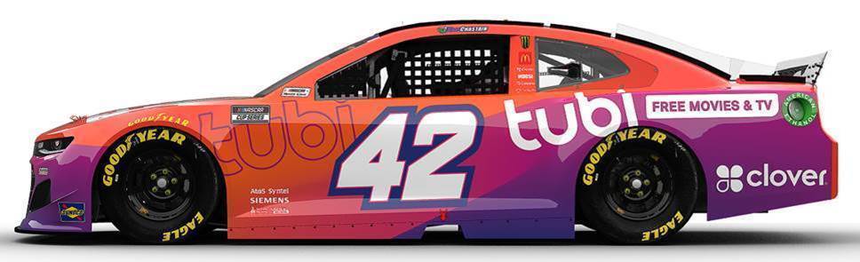Tubi will sponsor Chip Ganassi Racing during two NASCAR Cup Series events.