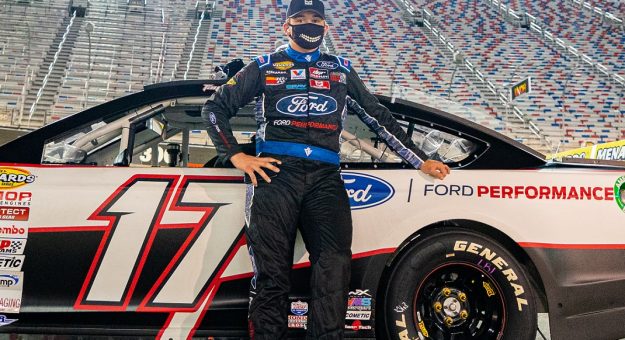 Taylor Gray, driver of the # 17 Ford Performance Ford, with his car before the Bushs Beans 200 at Bristol Motor Speedway for the ARCA Menards Series in Bristol, Tennessee on September 17, 2020. (Jacob Kupferman/ARCA Racing)
