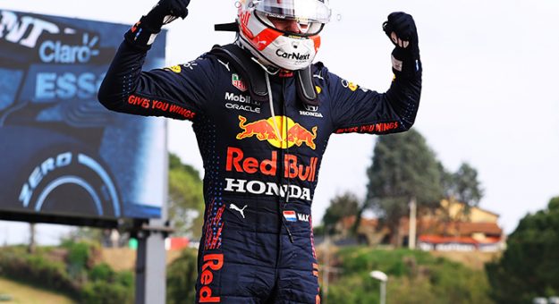 IMOLA, ITALY - APRIL 18: Race winner Max Verstappen of Netherlands and Red Bull Racing celebrates in parc ferme during the F1 Grand Prix of Emilia Romagna at Autodromo Enzo e Dino Ferrari on April 18, 2021 in Imola, Italy. (Photo by Bryn Lennon/Getty Images) | Getty Images