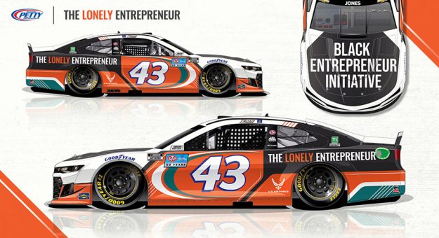 The Lonely Entrepreneur and the Black Entrepreneur Initiative will appear on the No. 43 Richard Petty Motorsports Camaro in three races this year.