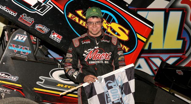 Anthony Macri triumphed in 410 sprint car action Saturday at Port Royal Speedway. (Dan Demarco Photo)
